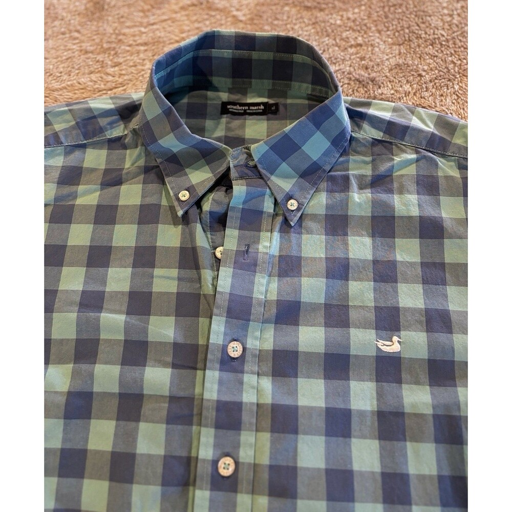 Southern Marsh Men’s Button Down Shirt XL Long Sleeve Blue / Teal Duck